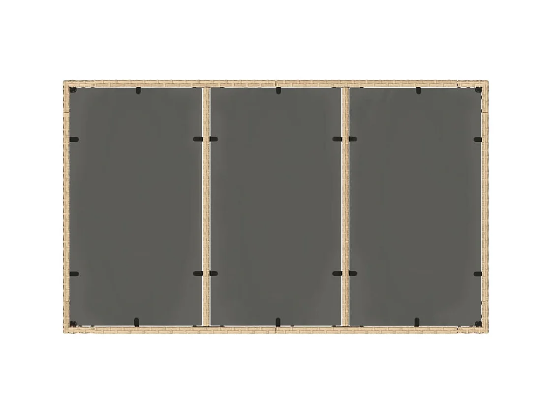 Tuintafel met glazen blad 150x90x75 cm poly rattan beige