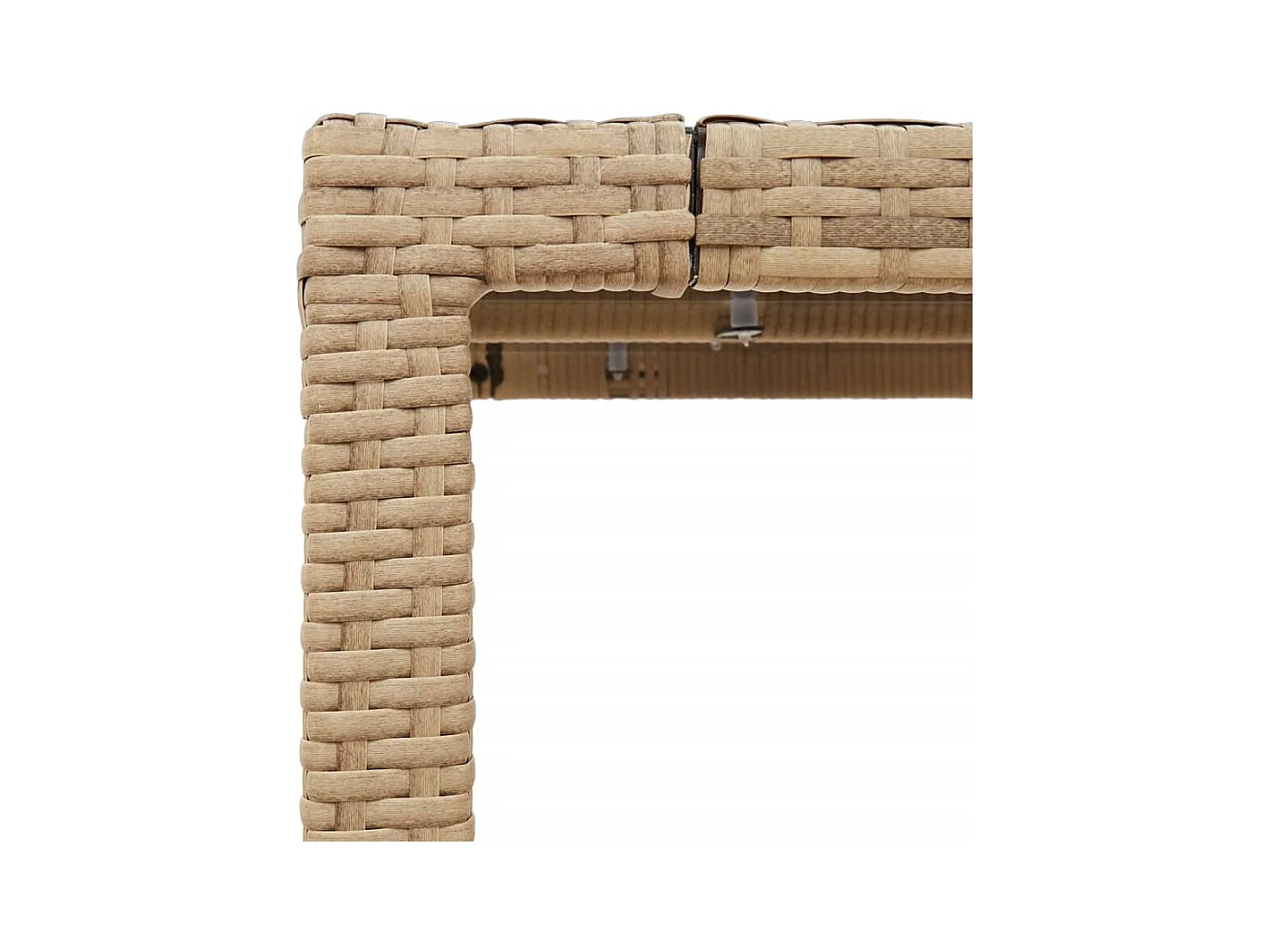 Tuintafel met glazen blad 150x90x75 cm poly rattan beige