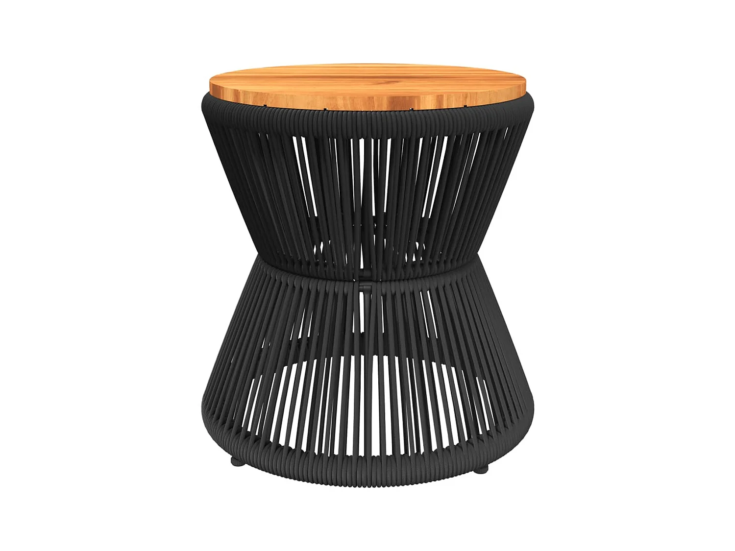 Mesa de centro base de alambre madera acacia negro Ø 45x44 cm