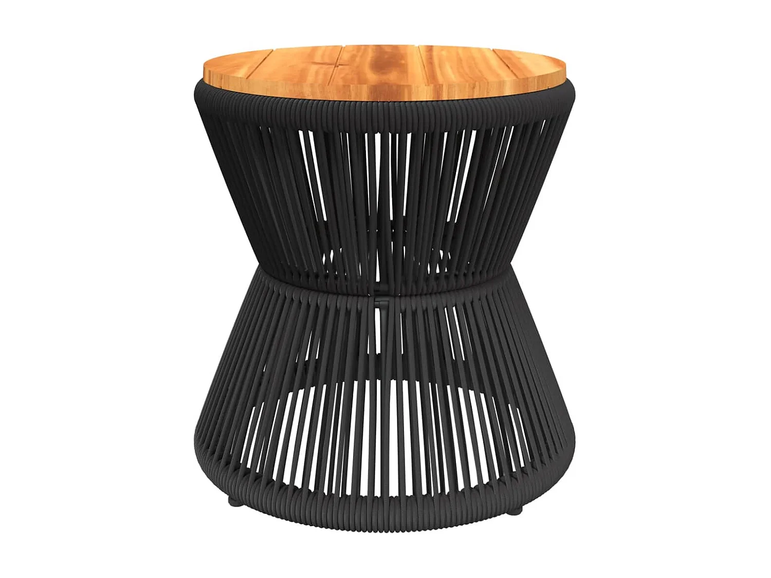 Mesa de centro base de alambre madera acacia negro Ø 45x44 cm