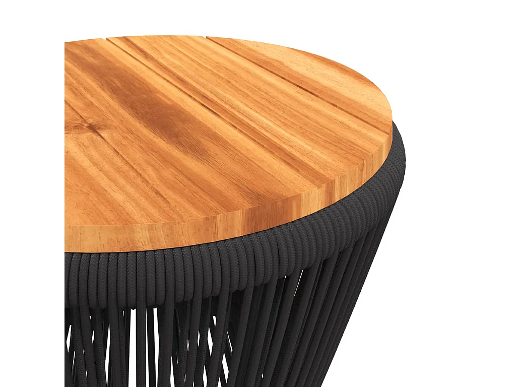 Mesa de centro base de alambre madera acacia negro Ø 45x44 cm