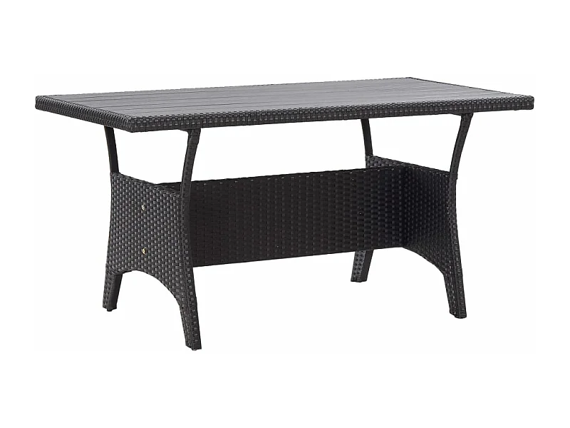 Table de jardin noir 120x70x66 cm Résine tressée