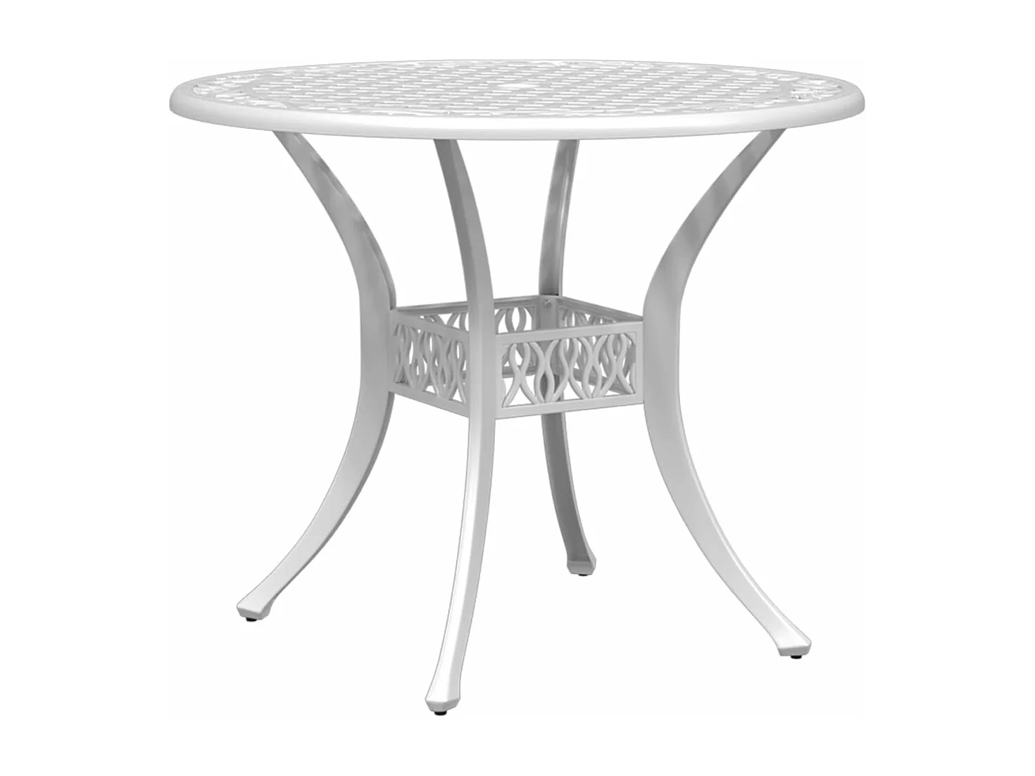Table de jardin blanc Ø90x75 cm aluminium coulé