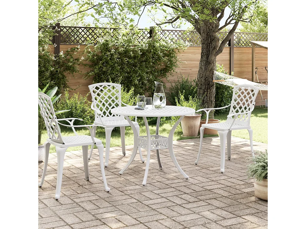 Table de jardin blanc Ø90x75 cm aluminium coulé