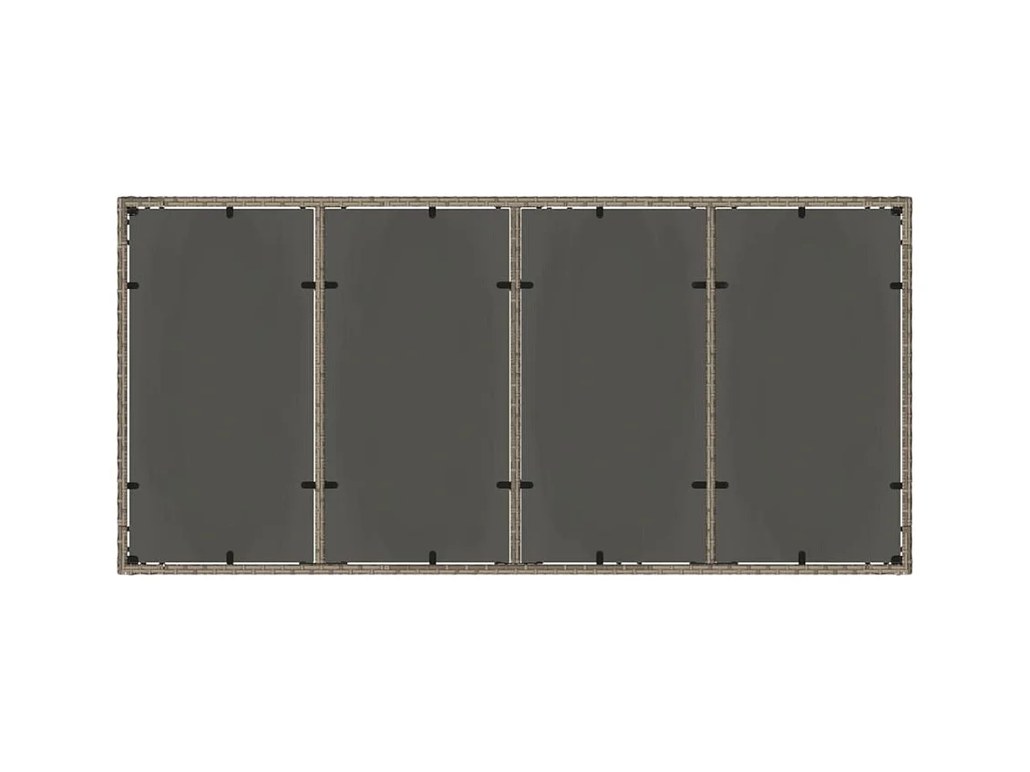 Tuintafel met glazen blad 190x90x75 cm poly rattan grijs