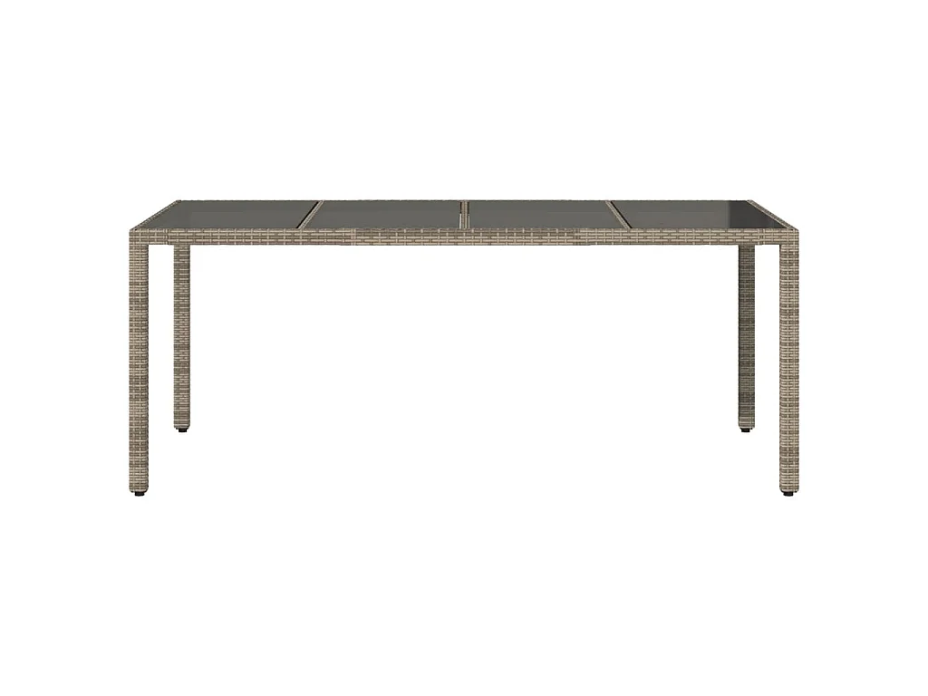 Table de jardin dessus en verre Gris 190x90x75cm Résine tressée