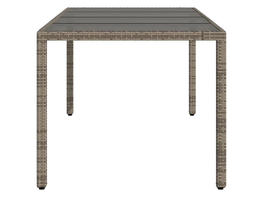 Table de jardin dessus en verre Gris 190x90x75cm Résine tressée