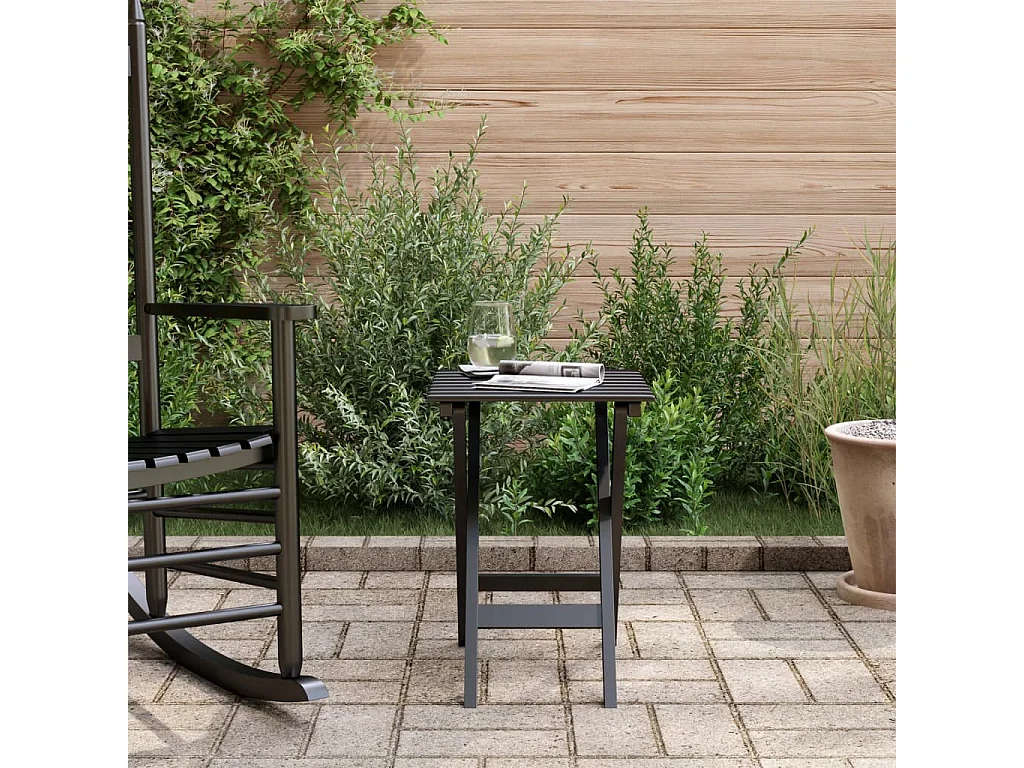Table d’appoint pliable noir bois de peuplier massif