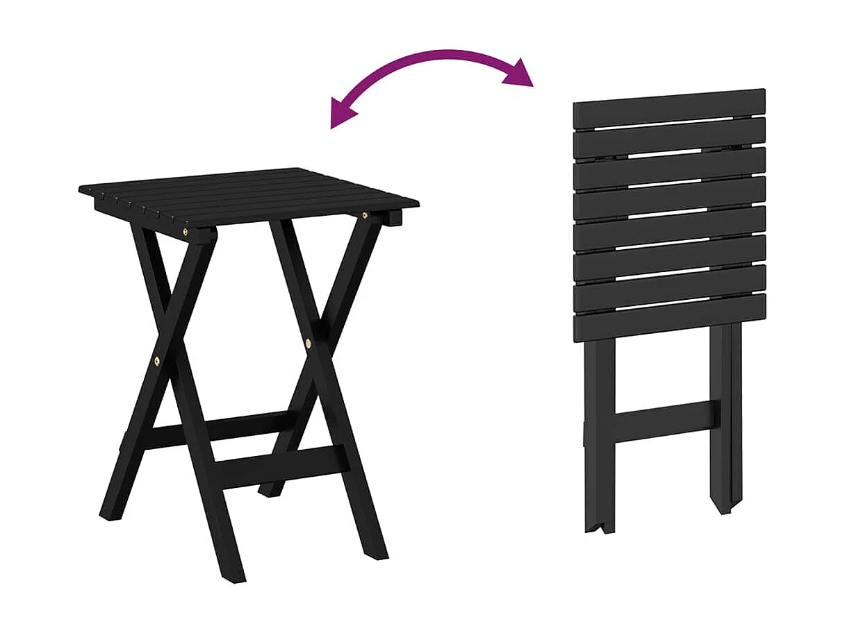 Table d’appoint pliable noir bois de peuplier massif