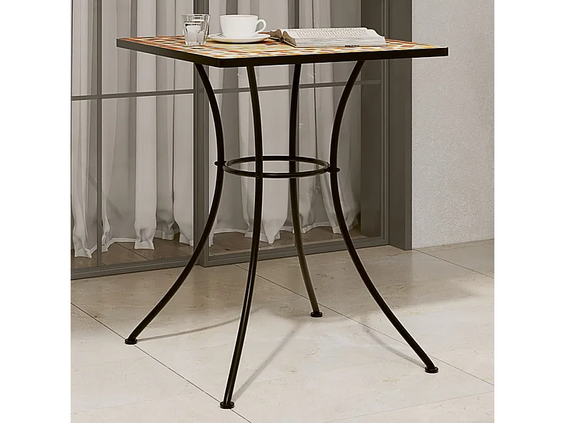 Table de bistro mosaïque terre cuite 60x60x74 cm céramique