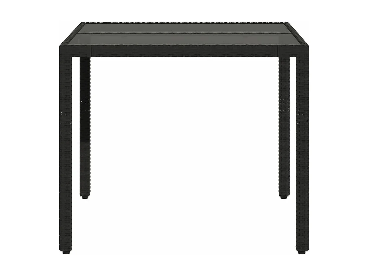 Mesa de jardim com tampo de vidro 90x90x75 cm vime PE preto