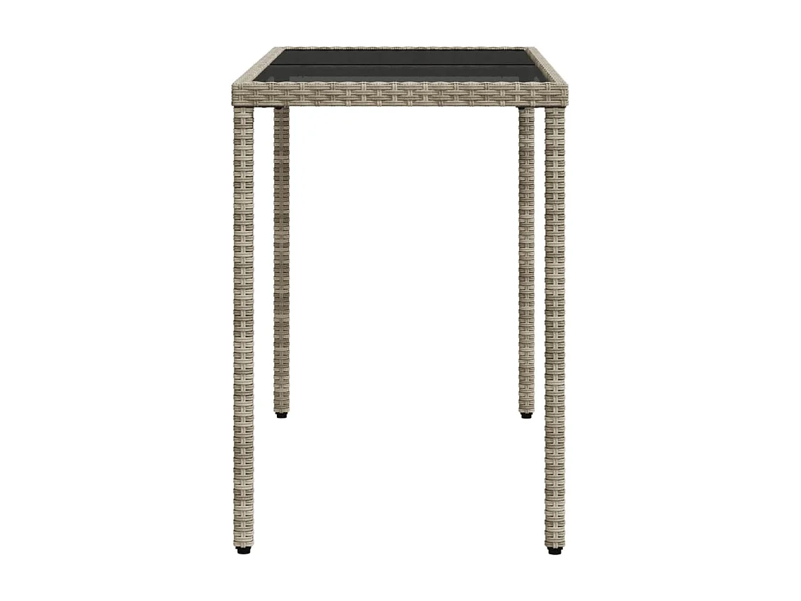 Mesa jardim c/ tampo de vidro 115x54x74 cm vime PE cinza-claro
