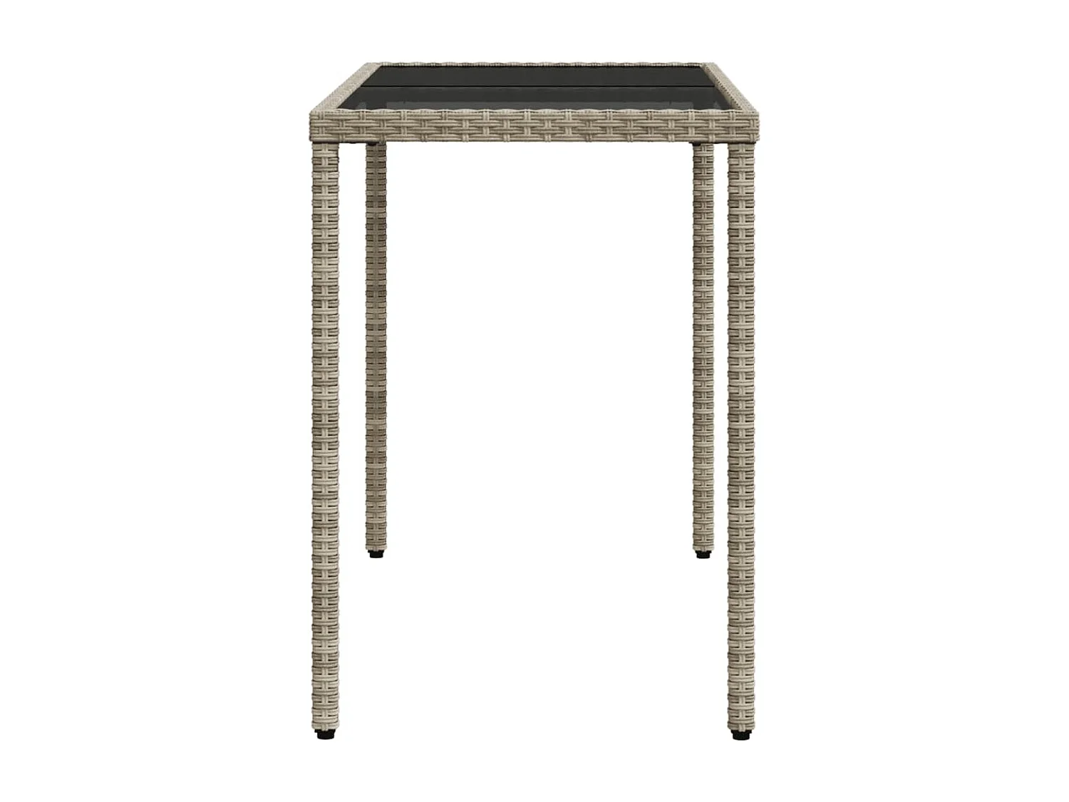 Mesa jardim c/ tampo de vidro 115x54x74 cm vime PE cinza-claro