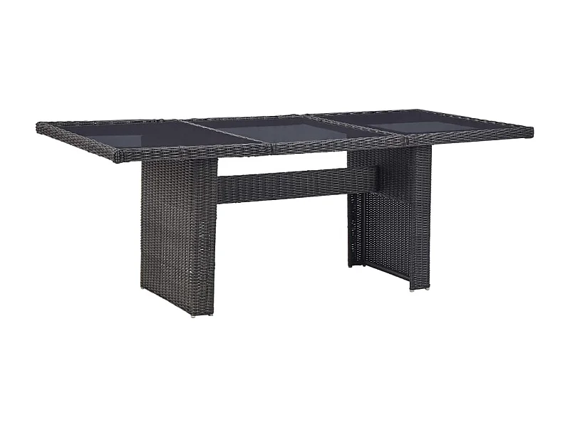 Tuintafel 200x100x74 cm glas en poly rattan zwart