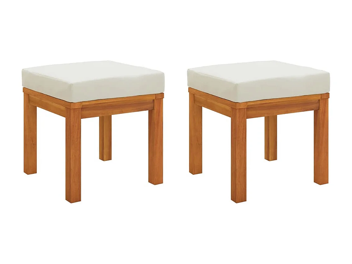 Tabourets de jardin et coussins lot de 2 Acacia solide
