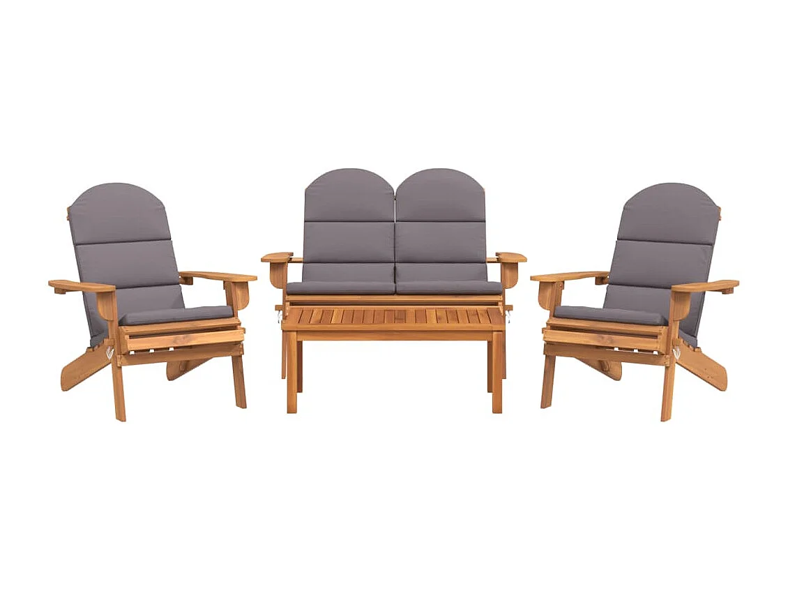 Ensemble de salon de jardin Adirondack 4 pcs bois acacia solide