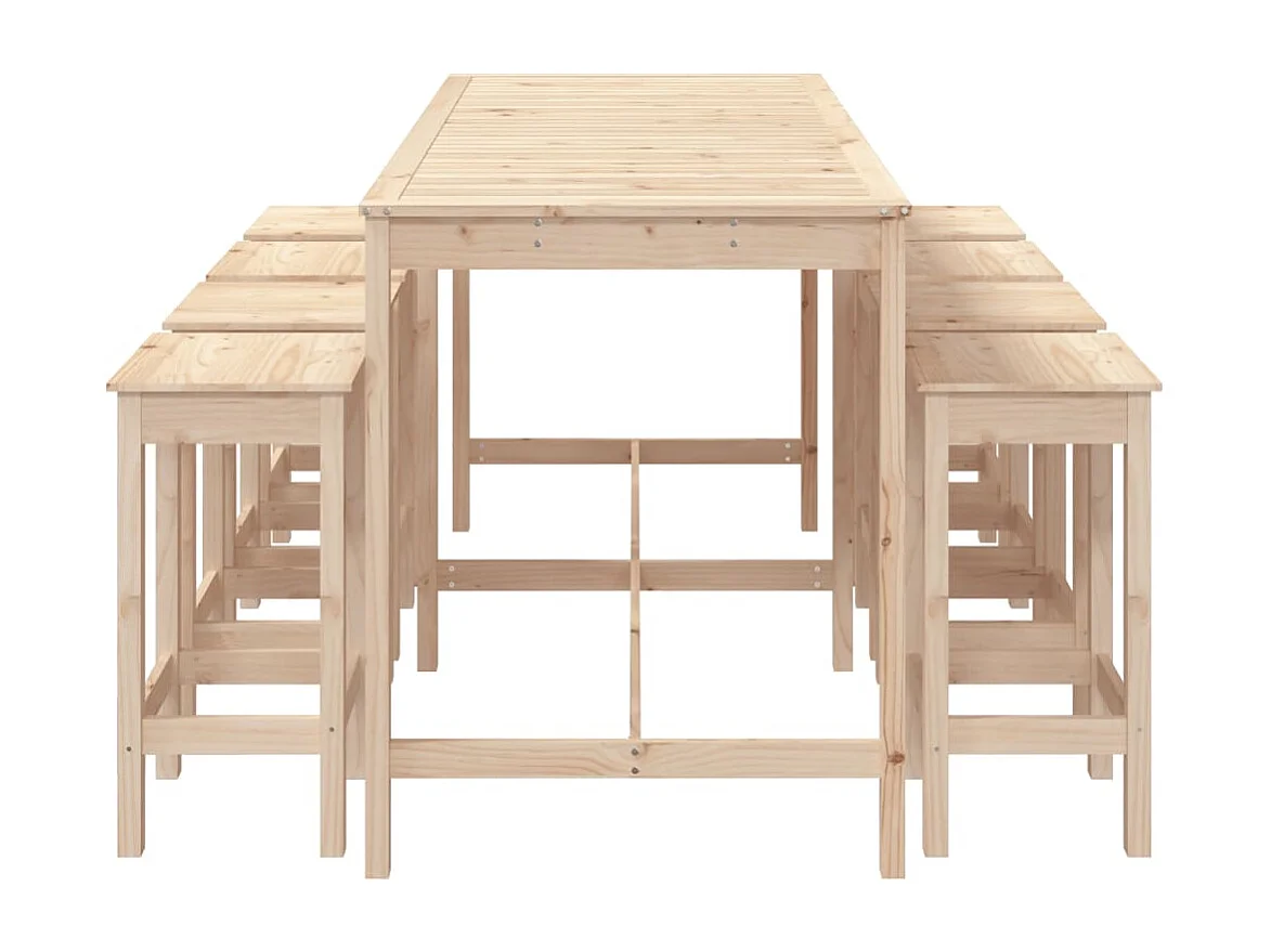 Ensemble de bar de jardin 9 pcs Bois de pin massif