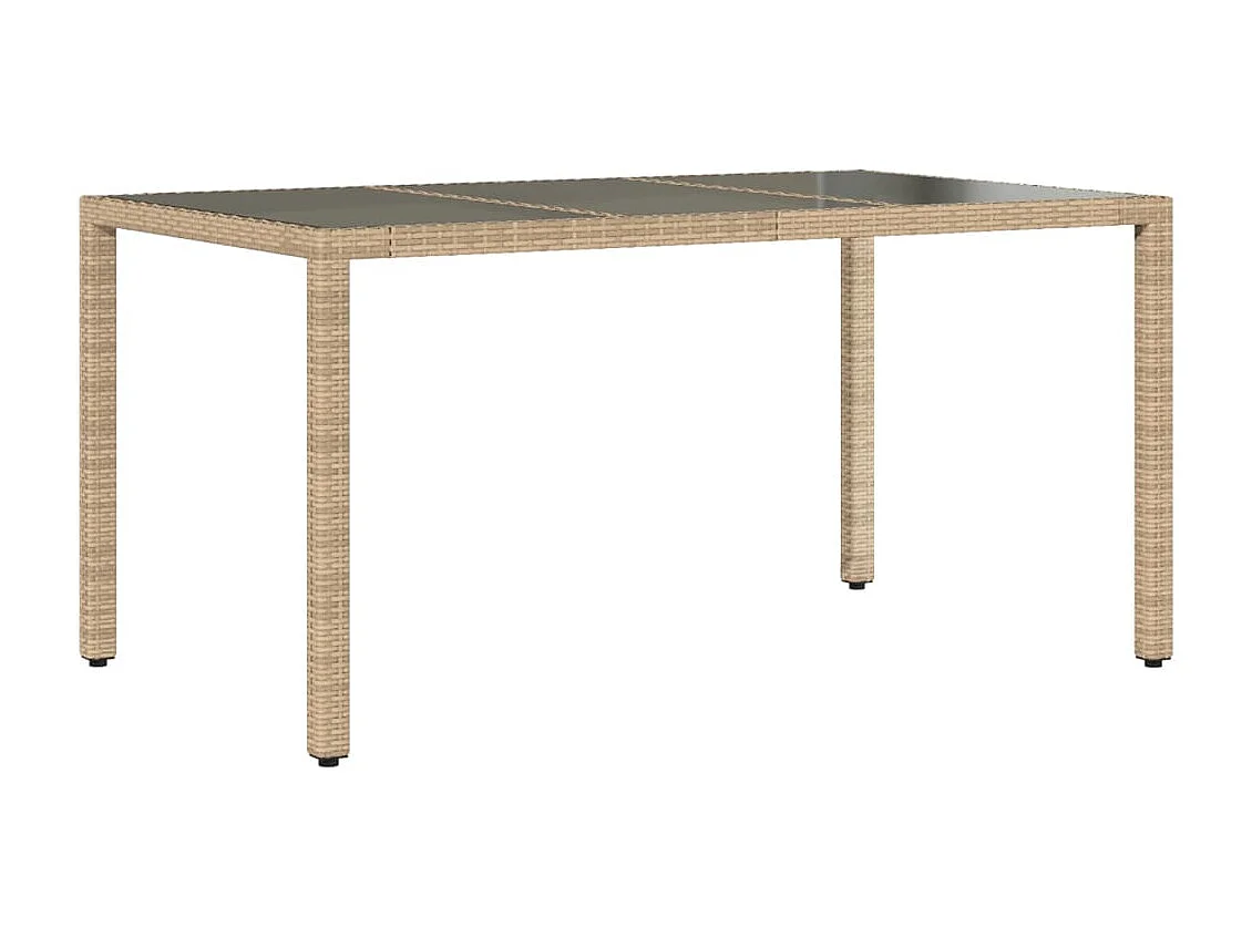 5-delige Tuinset met kussens poly rattan en glas beige