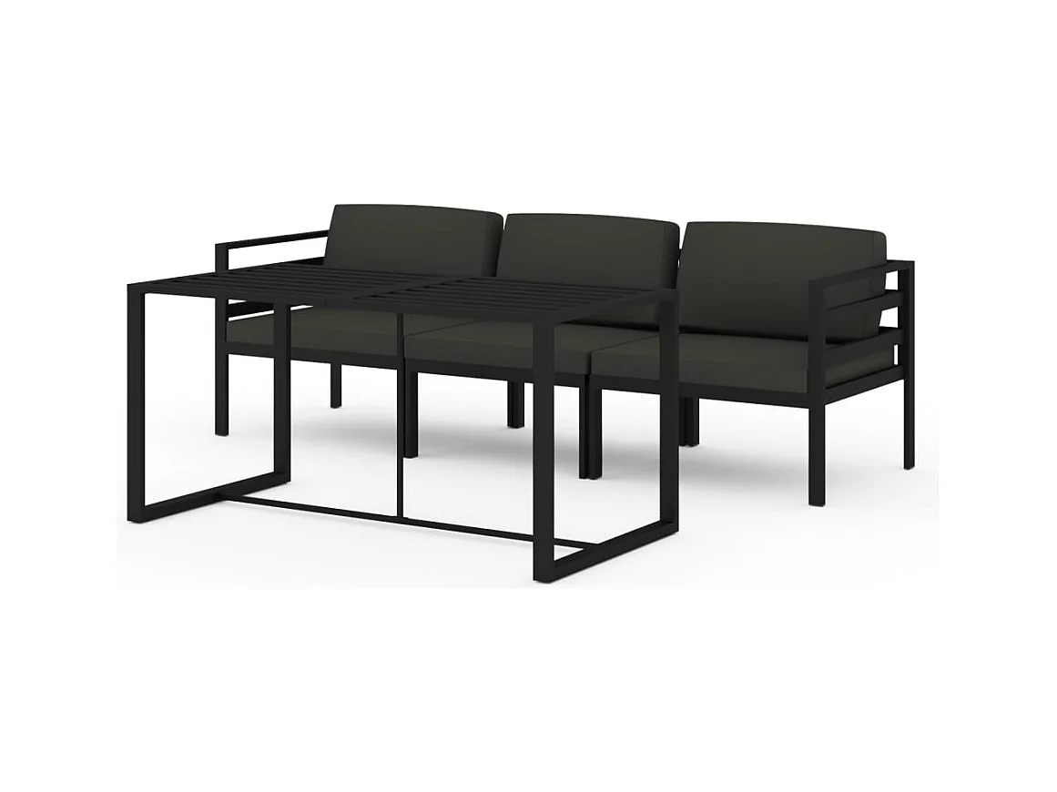 Salon de jardin 4 pcs avec coussins Aluminium Anthracite