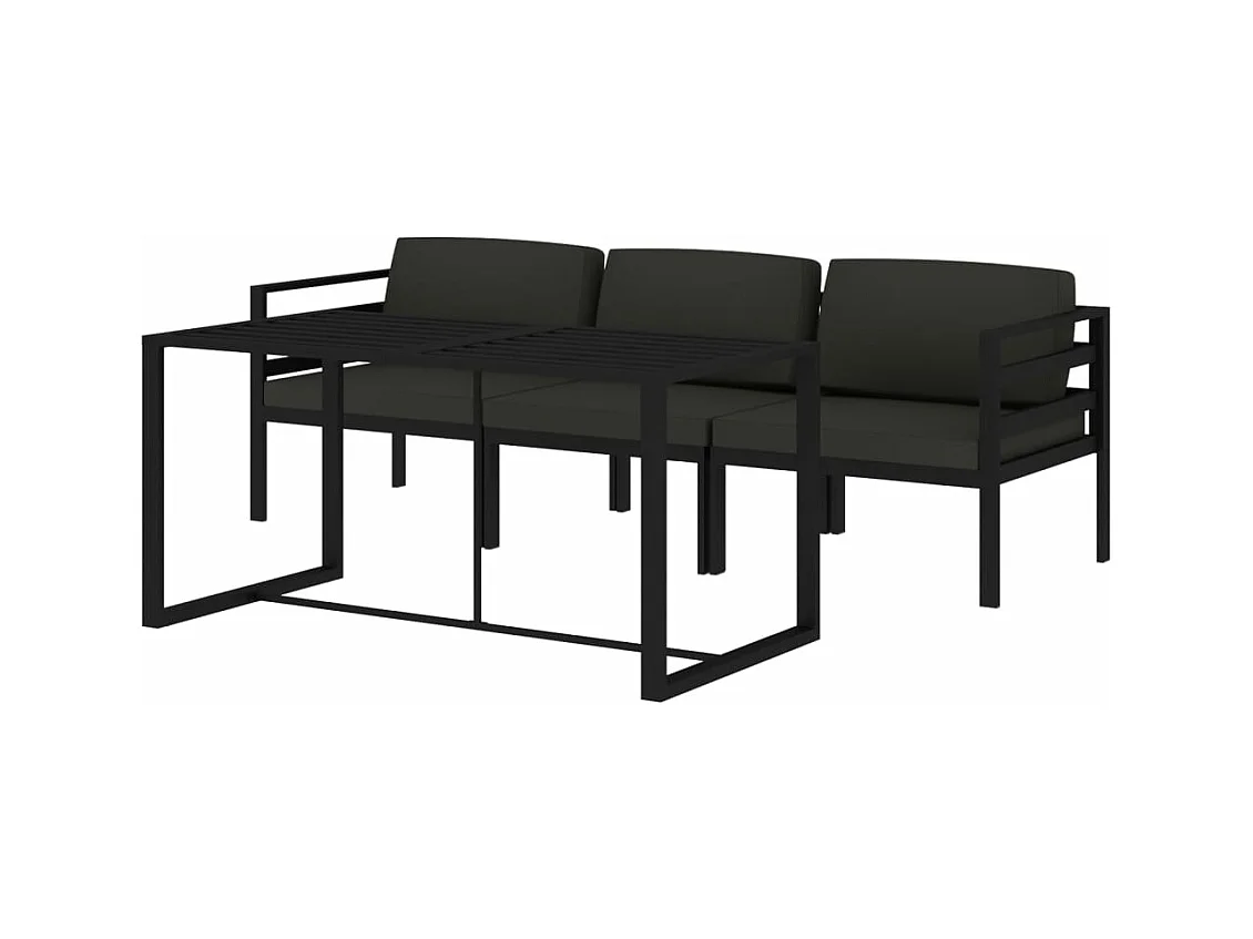 Salon de jardin 4 pcs avec coussins Aluminium Anthracite
