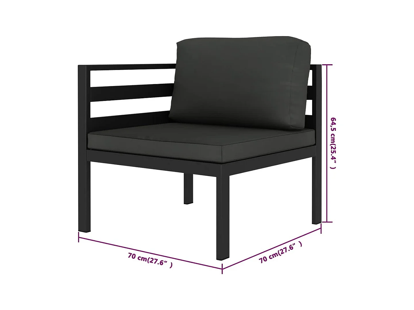 Salon de jardin 4 pcs avec coussins Aluminium Anthracite