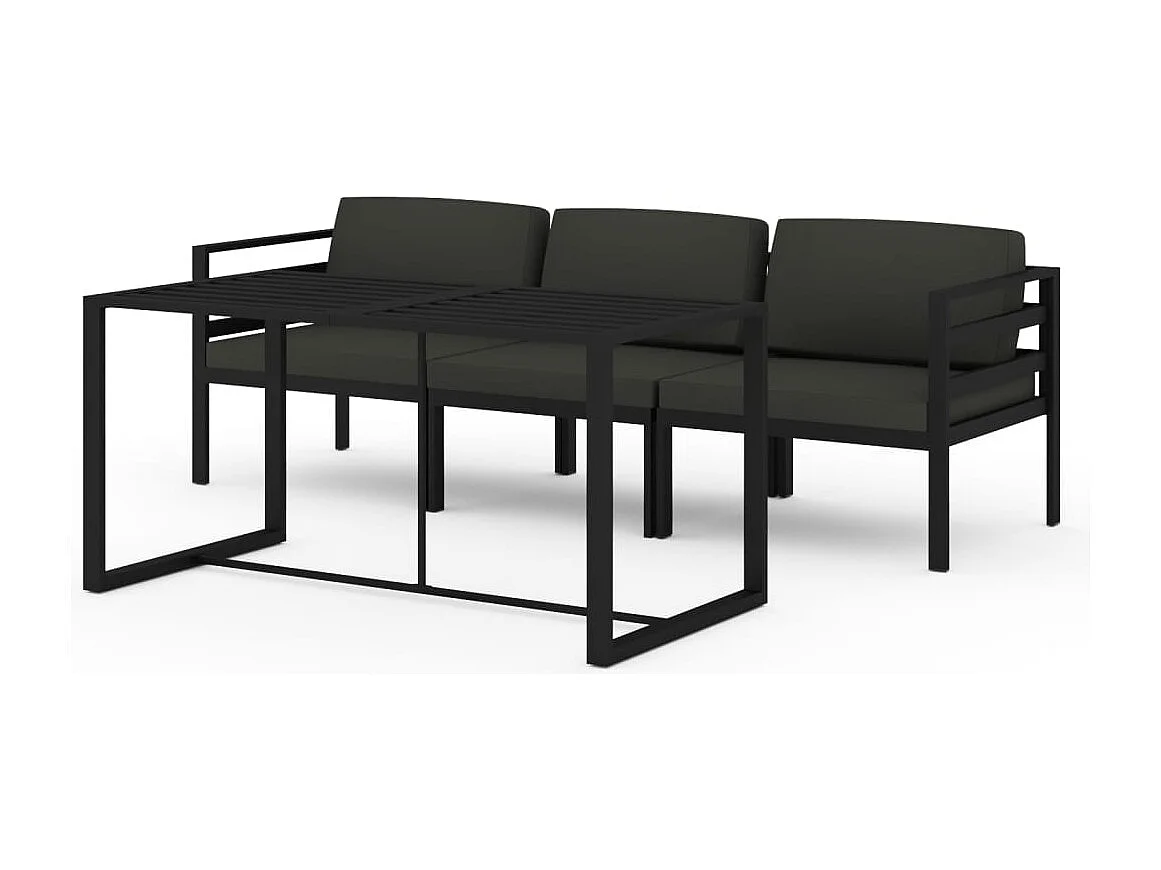Salon de jardin 4 pcs avec coussins Aluminium Anthracite