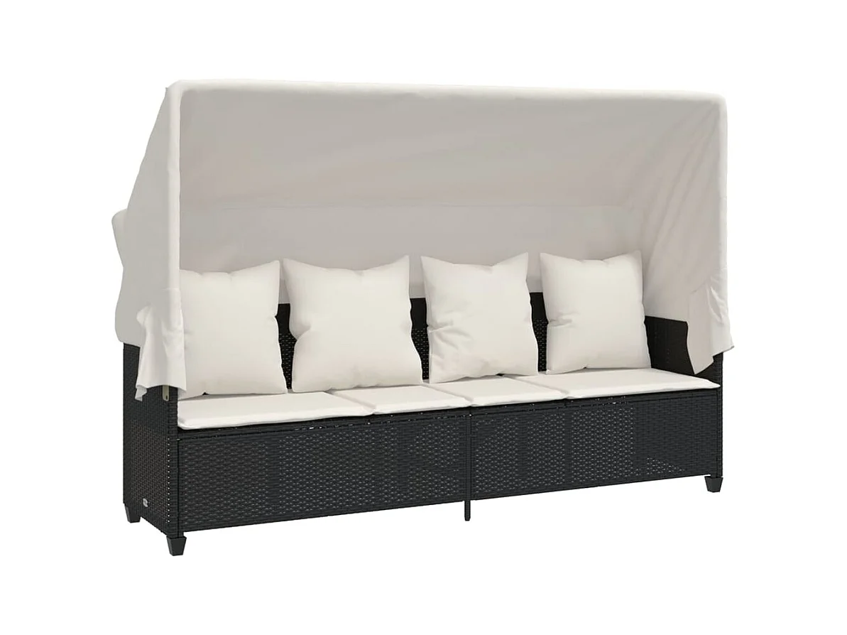 Salon de jardin 5 pcs avec coussins noir résine tressée