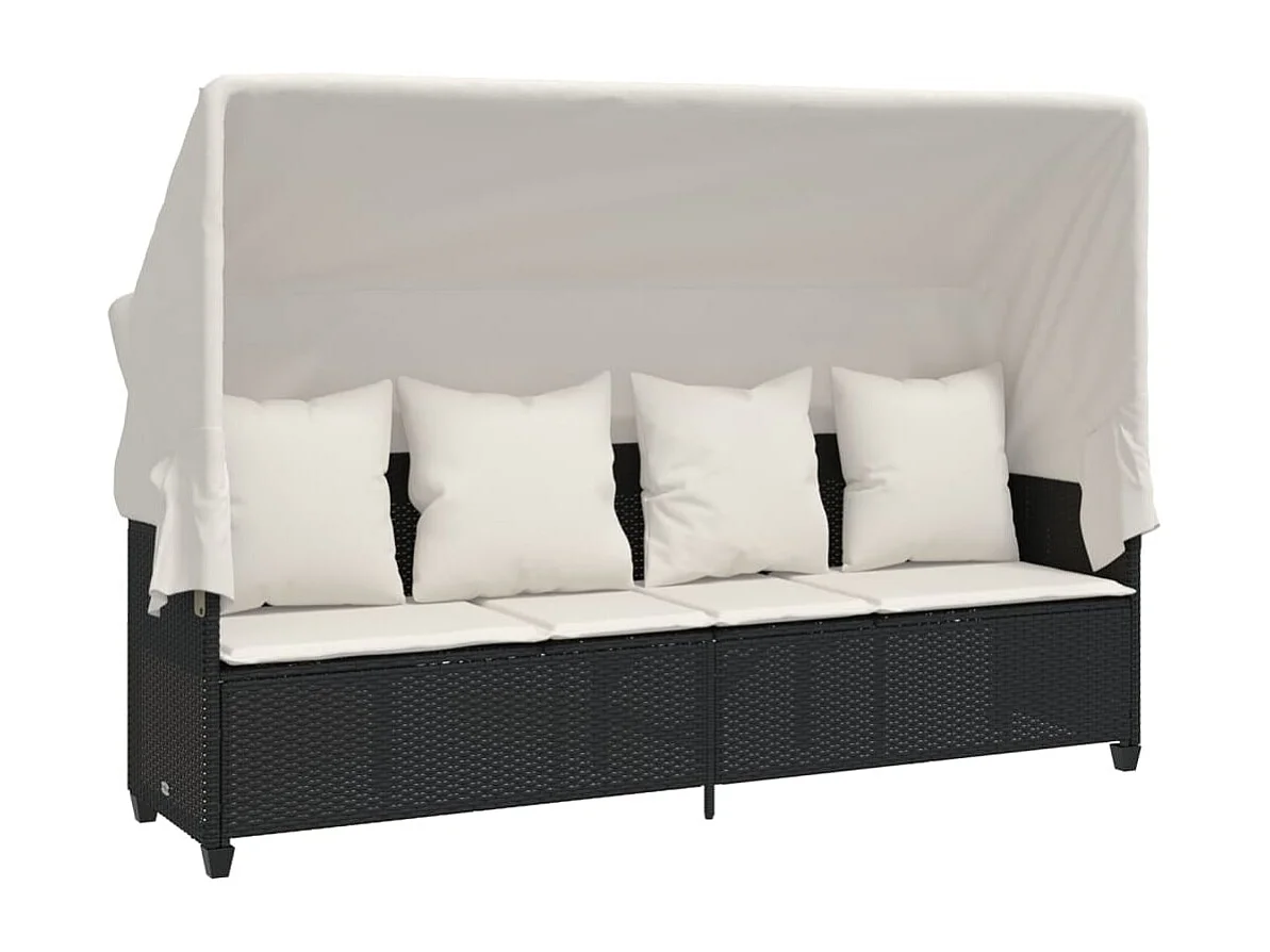 Set Divani da Giardino 5 pz con Cuscini in Polyrattan Nero