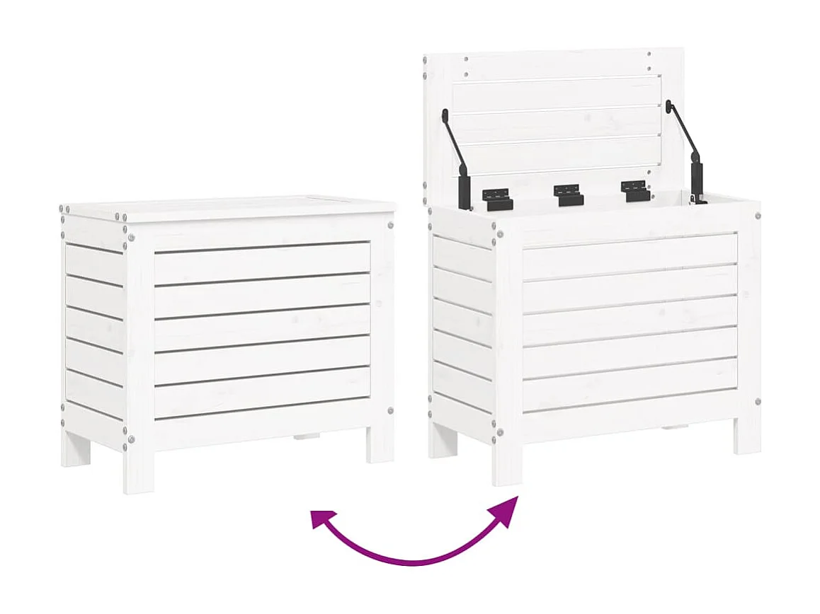 Salon de jardin 9 pcs blanc bois de pin massif