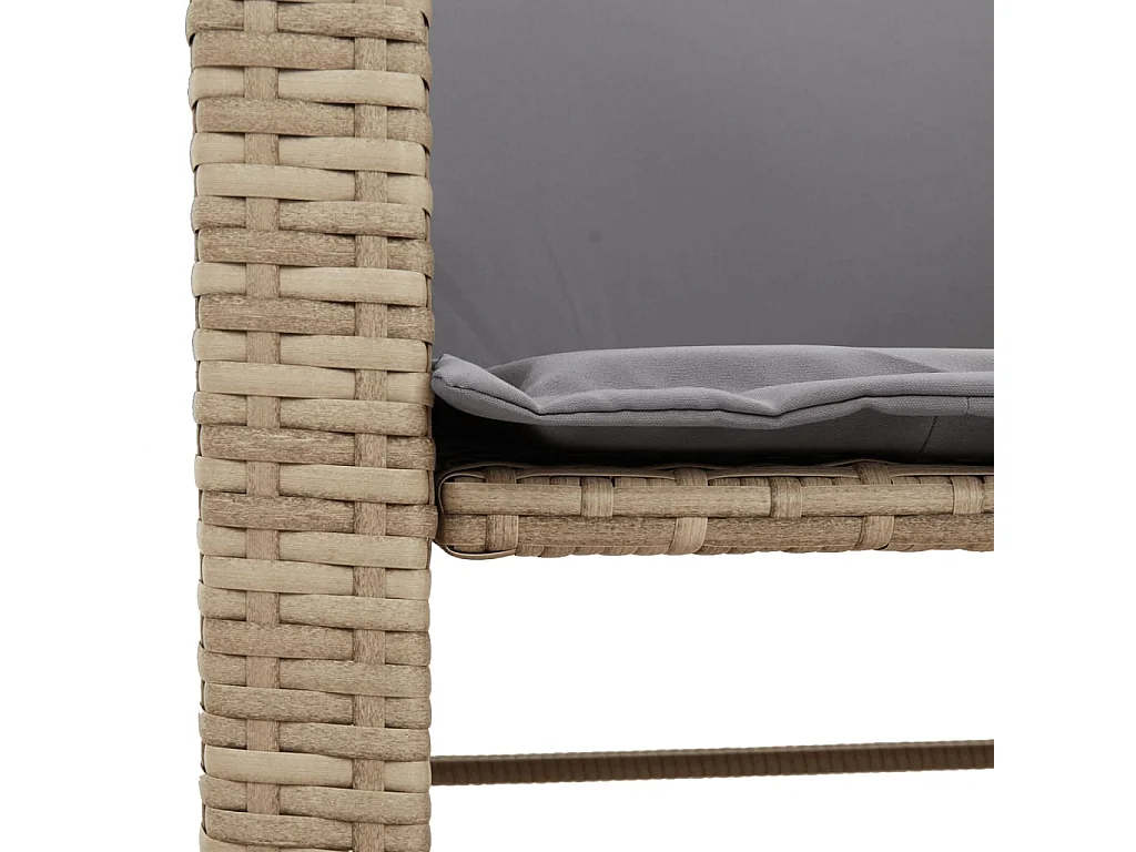 Canapé de jardin 2 places avec table et tabourets beige rotin