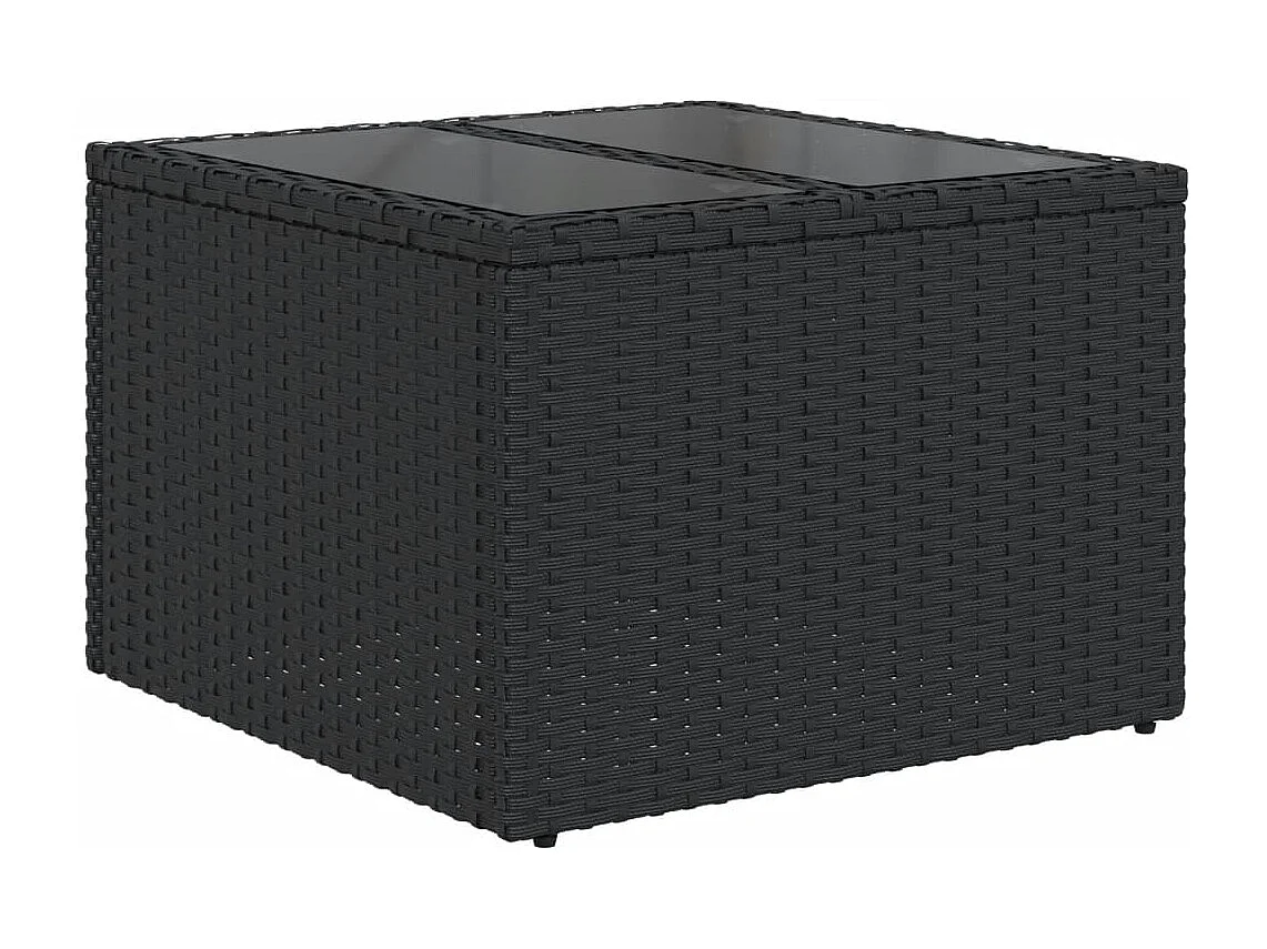10-delige Loungeset met kussens poly rattan zwart