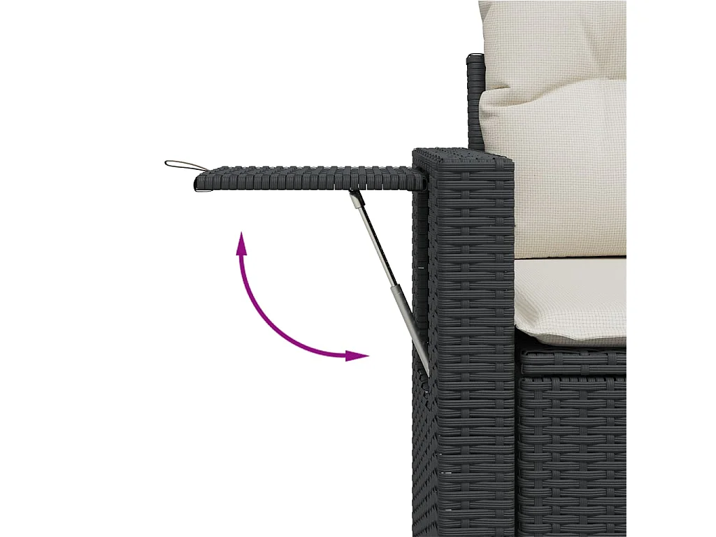 10-delige Loungeset met kussens poly rattan zwart