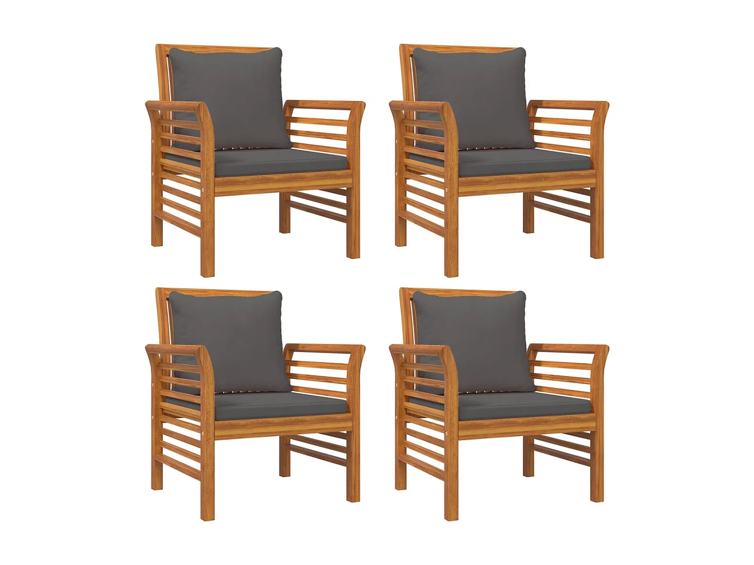 Set Salotto da Giardino 5 pz con Cuscini Legno Massello Acacia