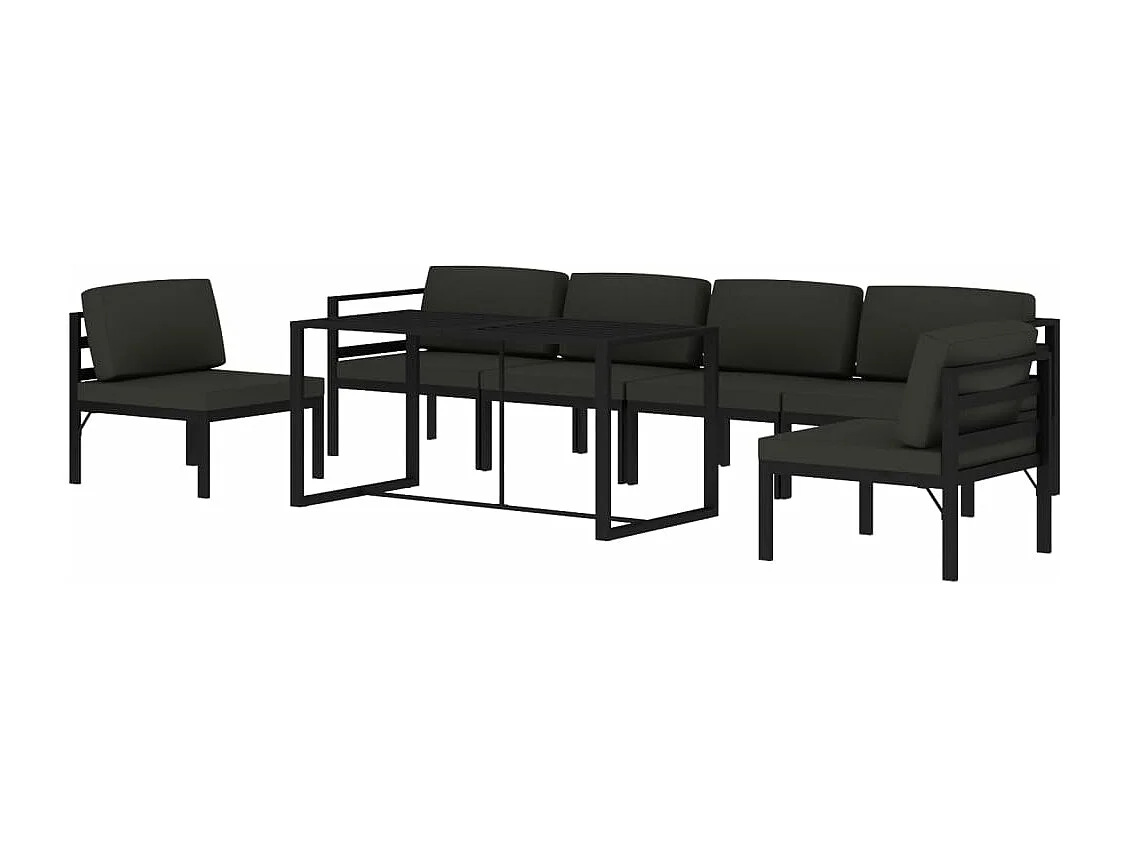 Salon de jardin 7 pcs avec coussins Aluminium Anthracite