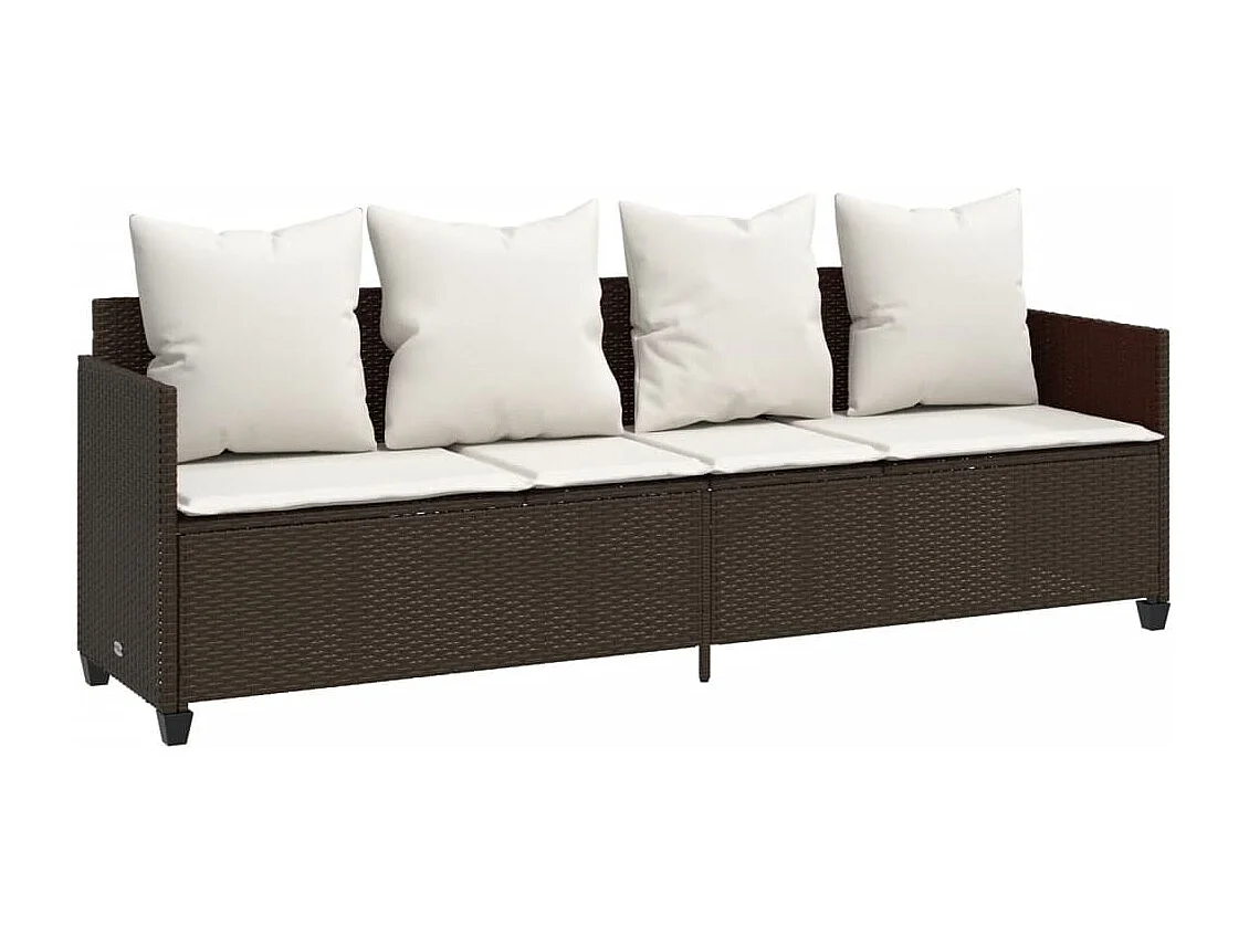 5 pcs conjunto sofás p/ jardim c/ almofadões vime PE castanho