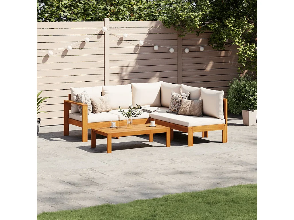 Salon de jardin avec coussins 4 pcs bois d'acacia massif