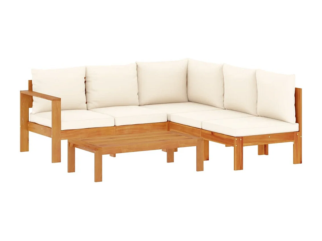 Salon de jardin avec coussins 4 pcs bois d'acacia massif
