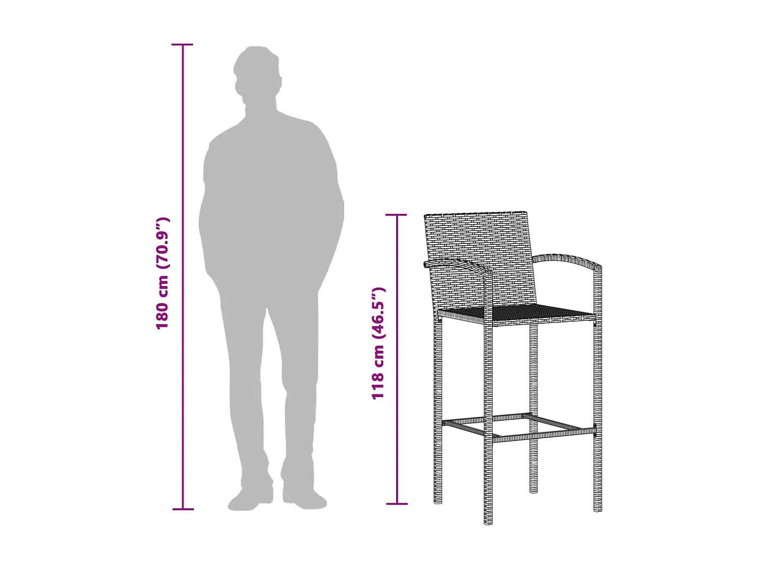 5 pcs conjunto de bar p/ jardim acácia maciça/vime PE cinzento