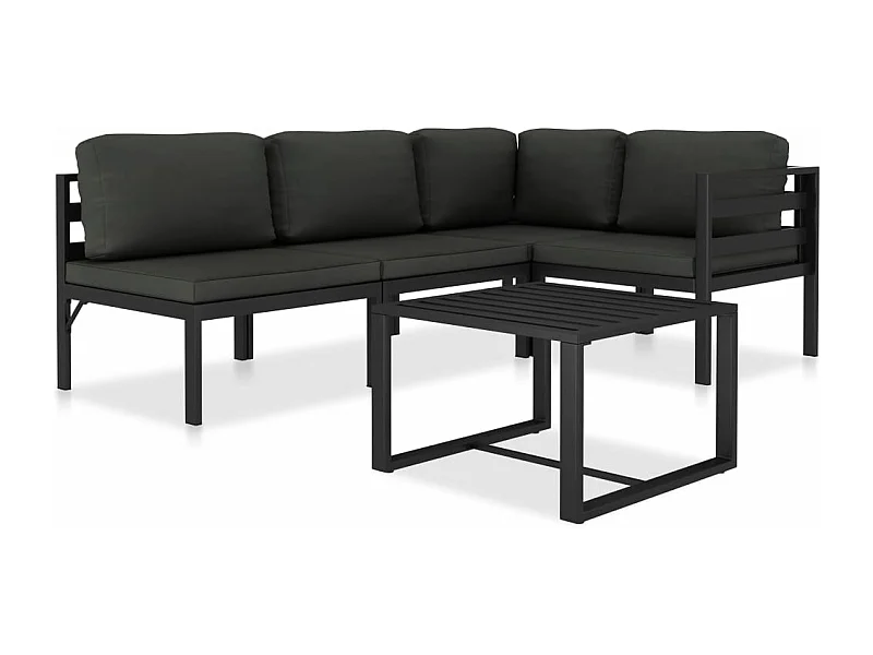 Salon de jardin 5 pcs avec coussins Aluminium Anthracite