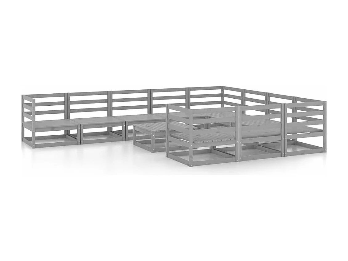 11-tlg. Garten-Lounge-Set Massivholz Kiefer