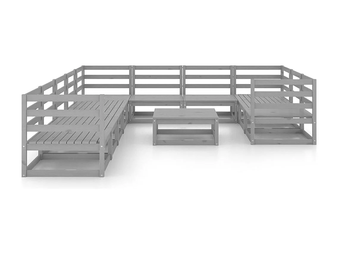 11-tlg. Garten-Lounge-Set Massivholz Kiefer