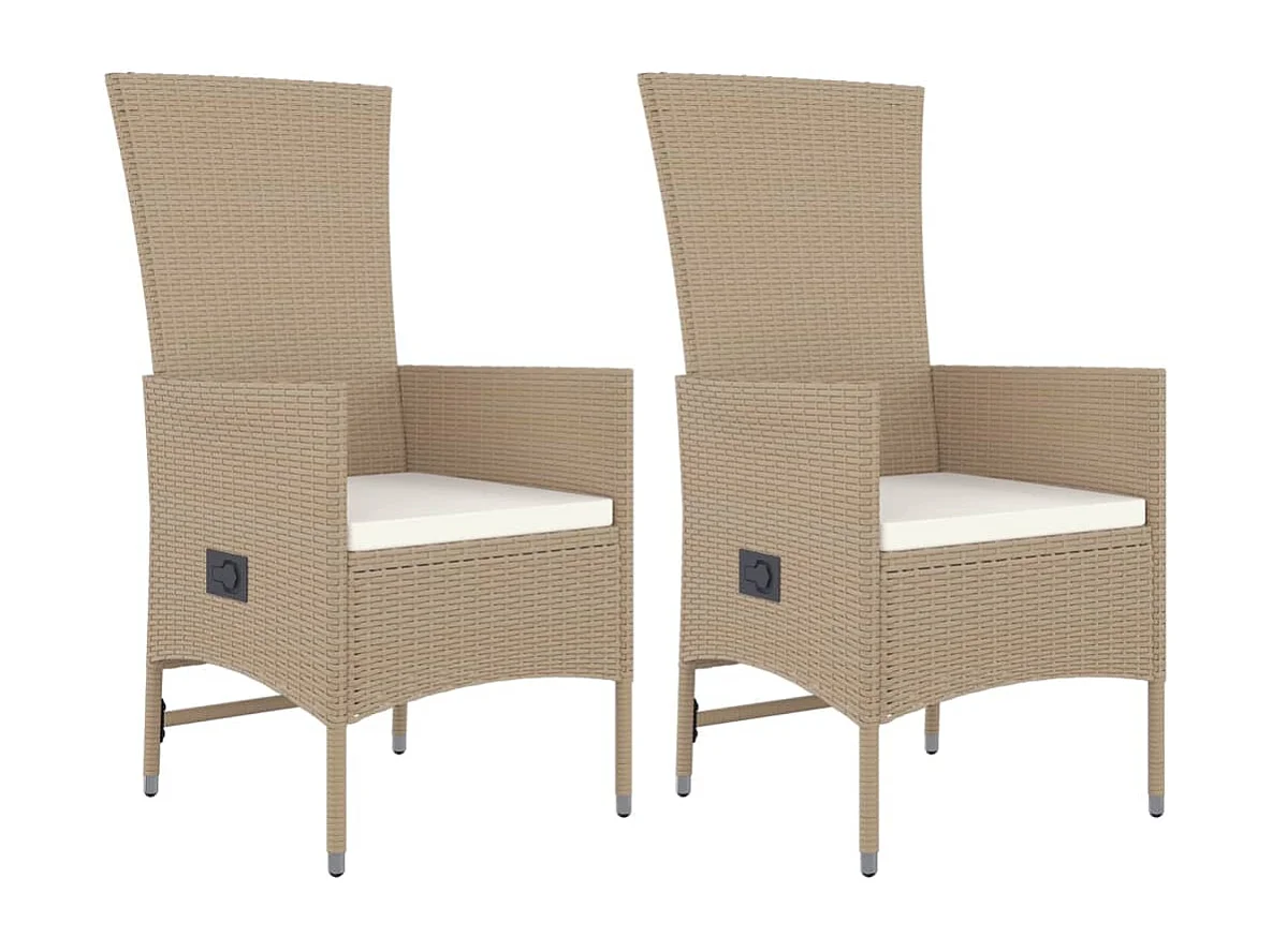 3-tlg. Garten-Essgruppe mit Kissen Beige Poly Rattan
