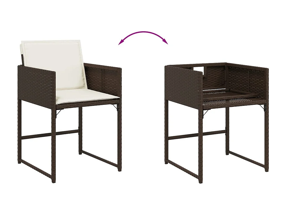 Set da Pranzo da Giardino 11 pz con Cuscini Polyrattan Marrone