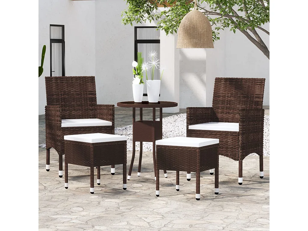 Salon de jardin 5 pcs Résine tressée Marron