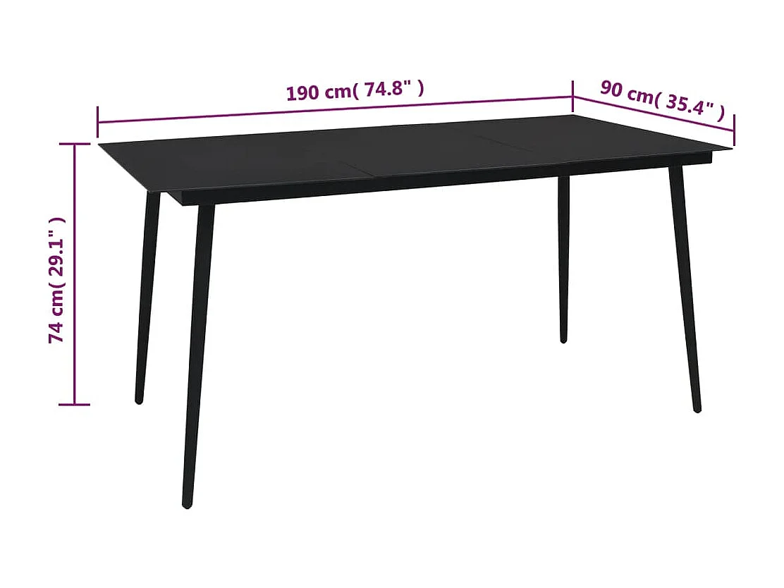 Ensemble à manger de jardin 9 pcs noir rotin PVC