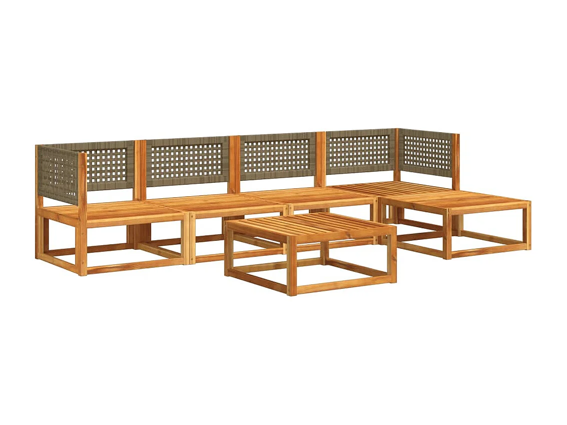 Salon de jardin avec coussins 6 pcs bois d'acacia solide