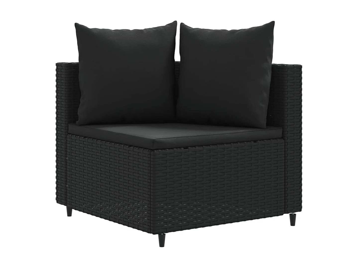Set Divani da Giardino 4 pz con Cuscini Nero in Polyrattan