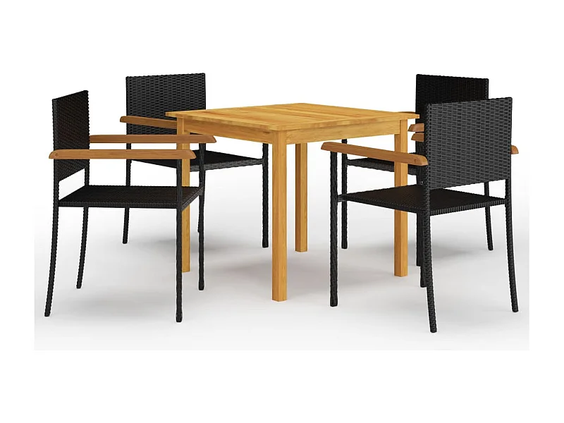 Ensemble à manger de jardin 5 pcs Noir