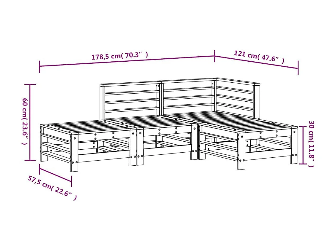Salon de jardin 4 pcs bois massif douglas