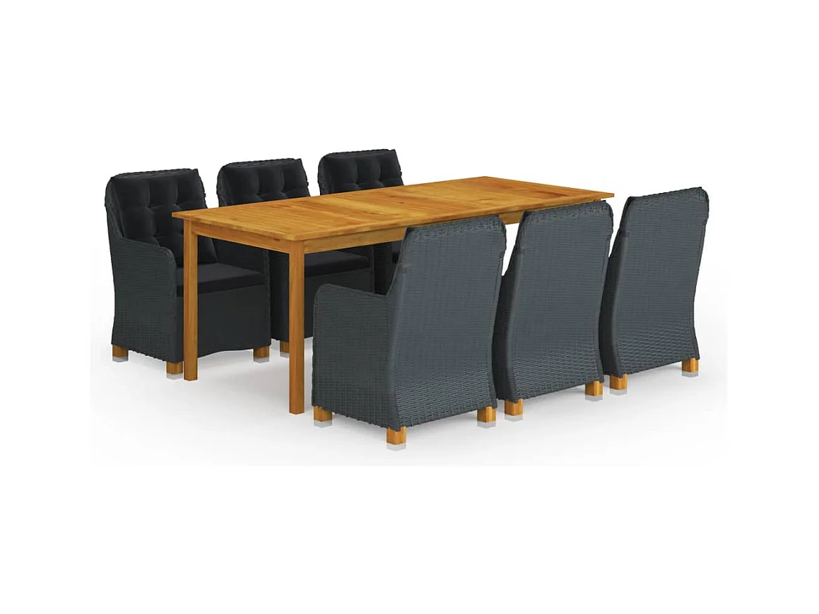Ensemble à manger de jardin 7 pcs Gris foncé